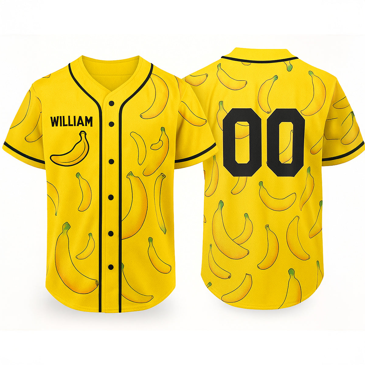Custom Banana Pattern Personalized Name Number Jersey - JS19