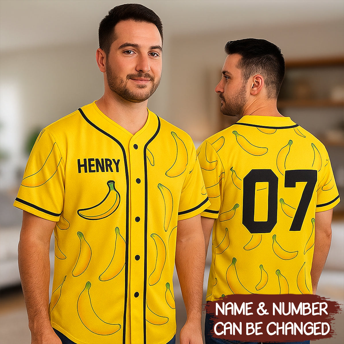 Custom Banana Pattern Personalized Name Number Jersey - JS19