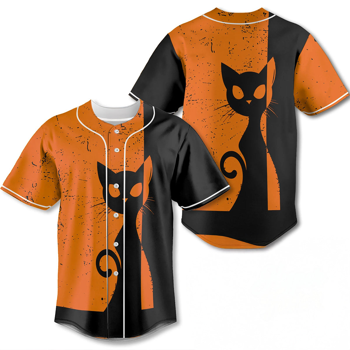 Vintage Single Silhouette Cat Baseball Jersey - JS21