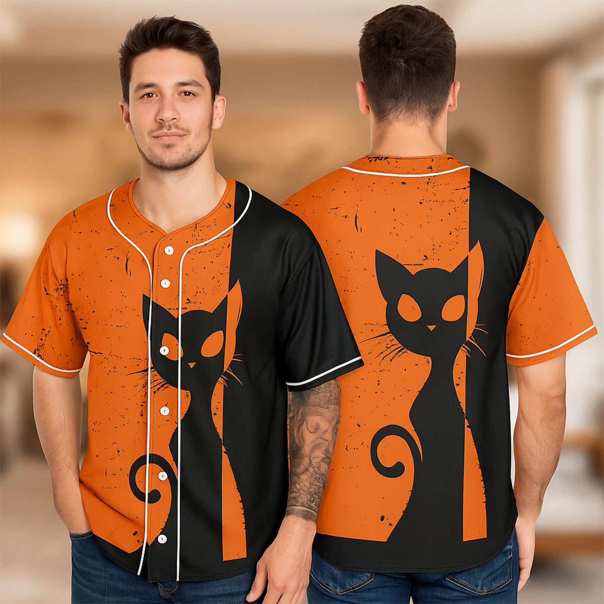 Vintage Single Silhouette Cat Baseball Jersey - JS21