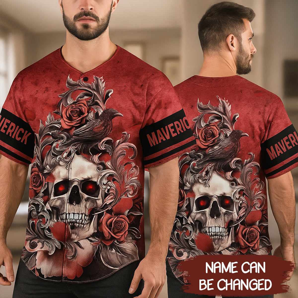 Custom Skull Rose Personalized Name Jersey - JS24 3
