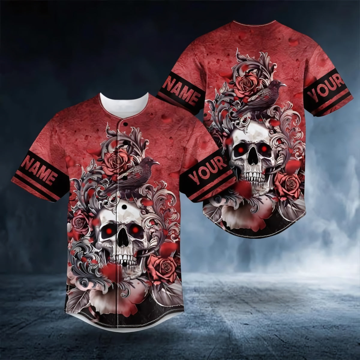 Custom Skull Rose Personalized Name Jersey - JS24