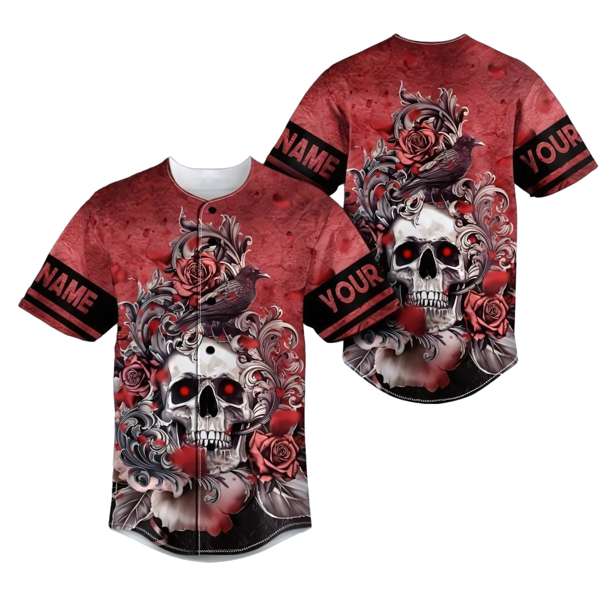 Custom Skull Rose Personalized Name Jersey - JS24