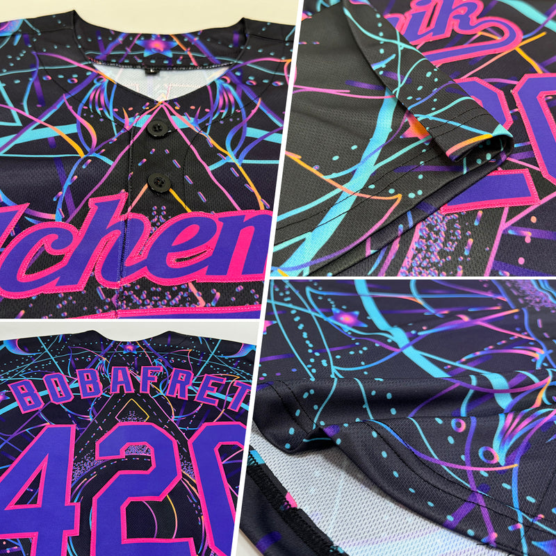Custom 3D Pattern Design Magic Mushrooms Over Sacred Geometry Psychedelic Hallucination Baseball Jersey - JS77