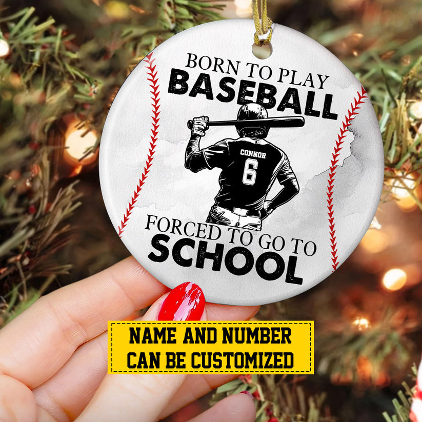 Personalized Baseball Boy Born To Play Baseball Xmas Circle Acrylic Gift For Baseball Lovers Ornament - OR03 3