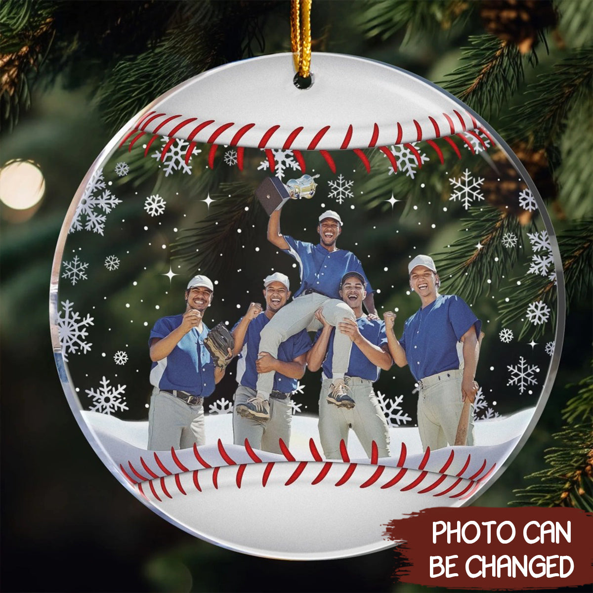 Personalized Baseball Team Christmas Gift for Baseball Lovers – Custom Acrylic Photo Ornament
