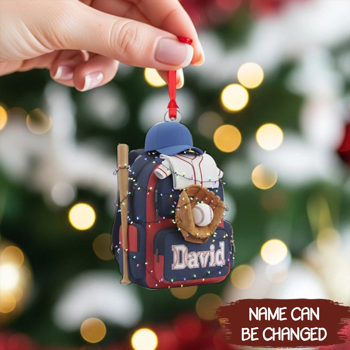 Personalized Baseball Backpack Custom Name Xmas Tree Decor Acrylic Ornament - OR27 6