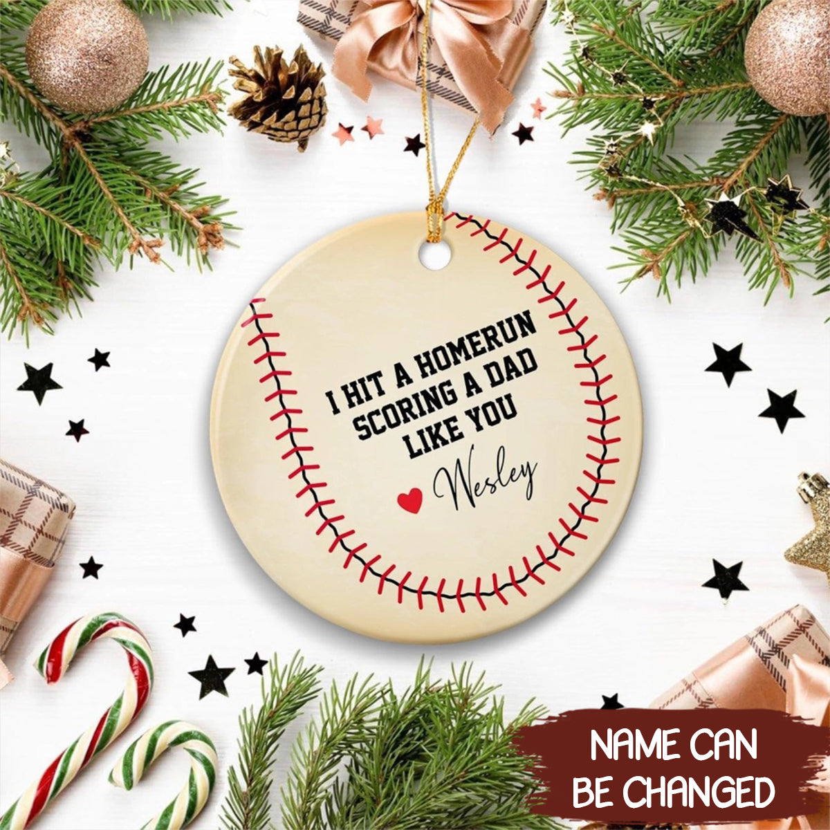 Father and Son Keepsake Gift I Hit A Homerun Scoring A Dad Like You Personalized Acrylic Ornament Baseball Dad Fathers Day Christmas Ornament 6
