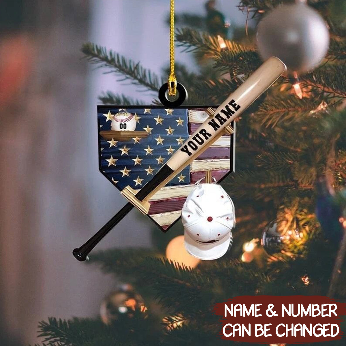 Custom Baseball Player Glove Custom Name Acrylic Ornament - OR28