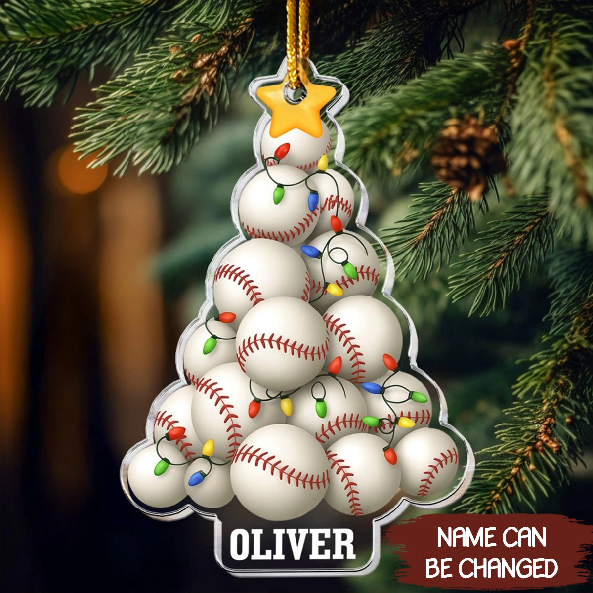 Baseball Sport Lover Christmas Tree Personalized Acrylic Ornament - OR30 4