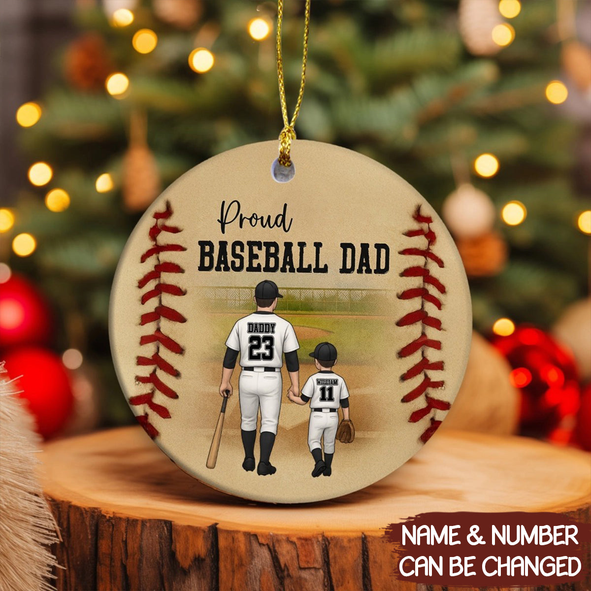 Personalized Baseball Dad Custom Circle Acrylic Christmas Ornament