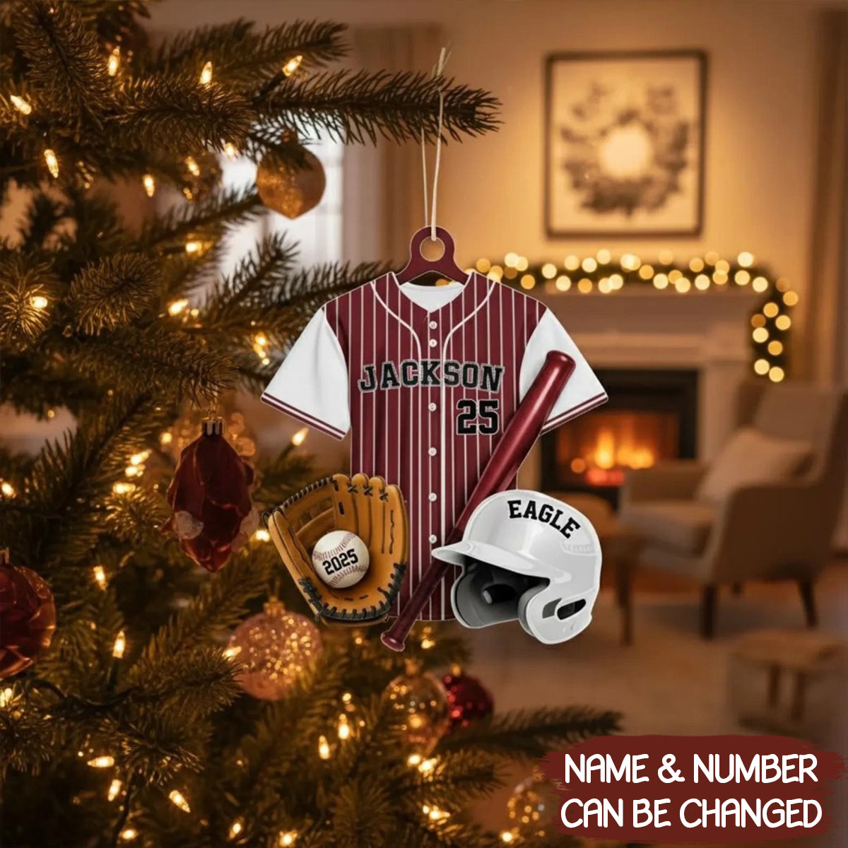 Personalized Baseball Christmas Custom Name Acrylic Ornament - OR26 4
