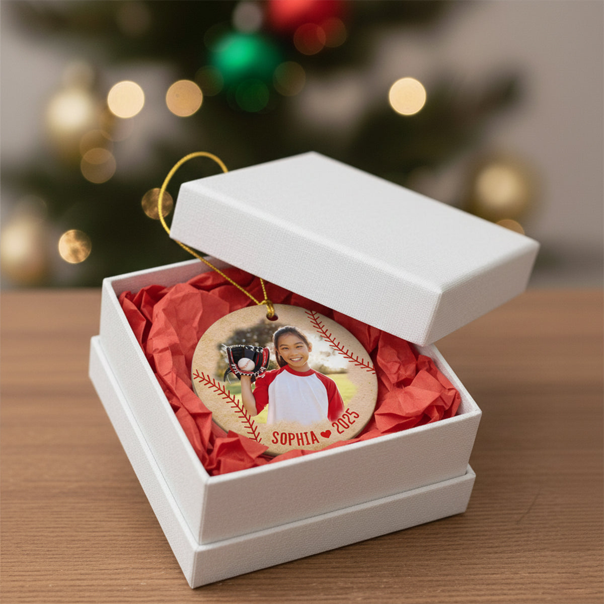 Personalized Picture Baseball Ornament Christmas 2025 Customized Name and Photo Gift for Baseball Lovers Sport Xmas Keepsake Player Ornament 3