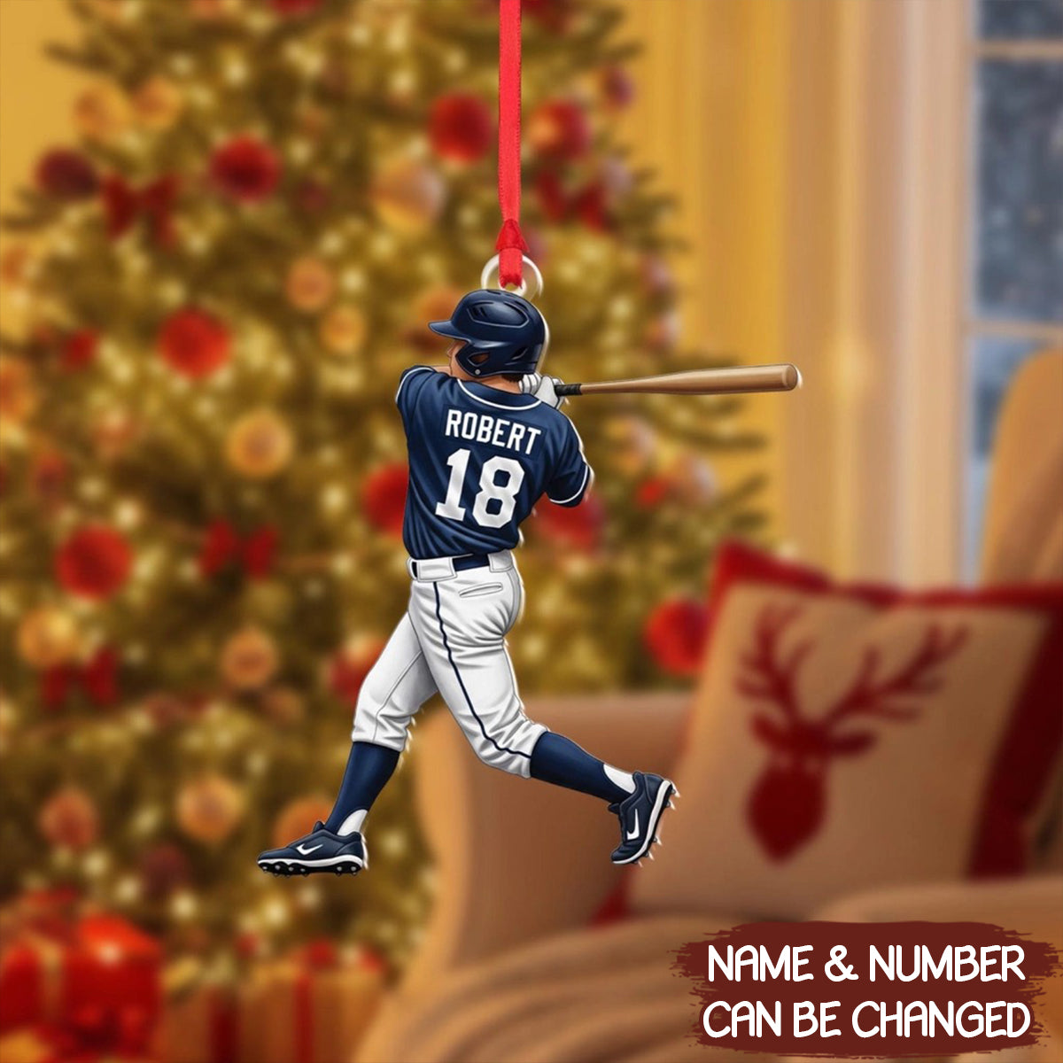 Personalized Baseball Player Christmas Acrylic Ornament - OR25 6