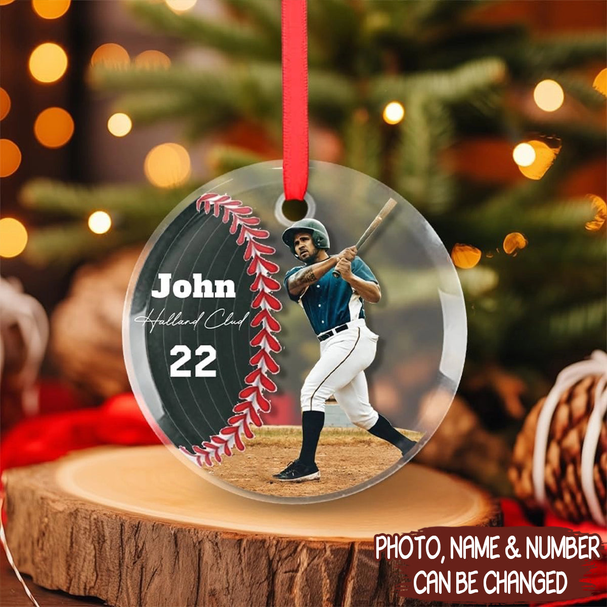 Personalized Baseball Player Acrylic Ornament, Baseball Coach Gifts, Sport Lover Decorations, Xmas Tree Hanging Ornament, Housewarming Keepsake Ornament 7