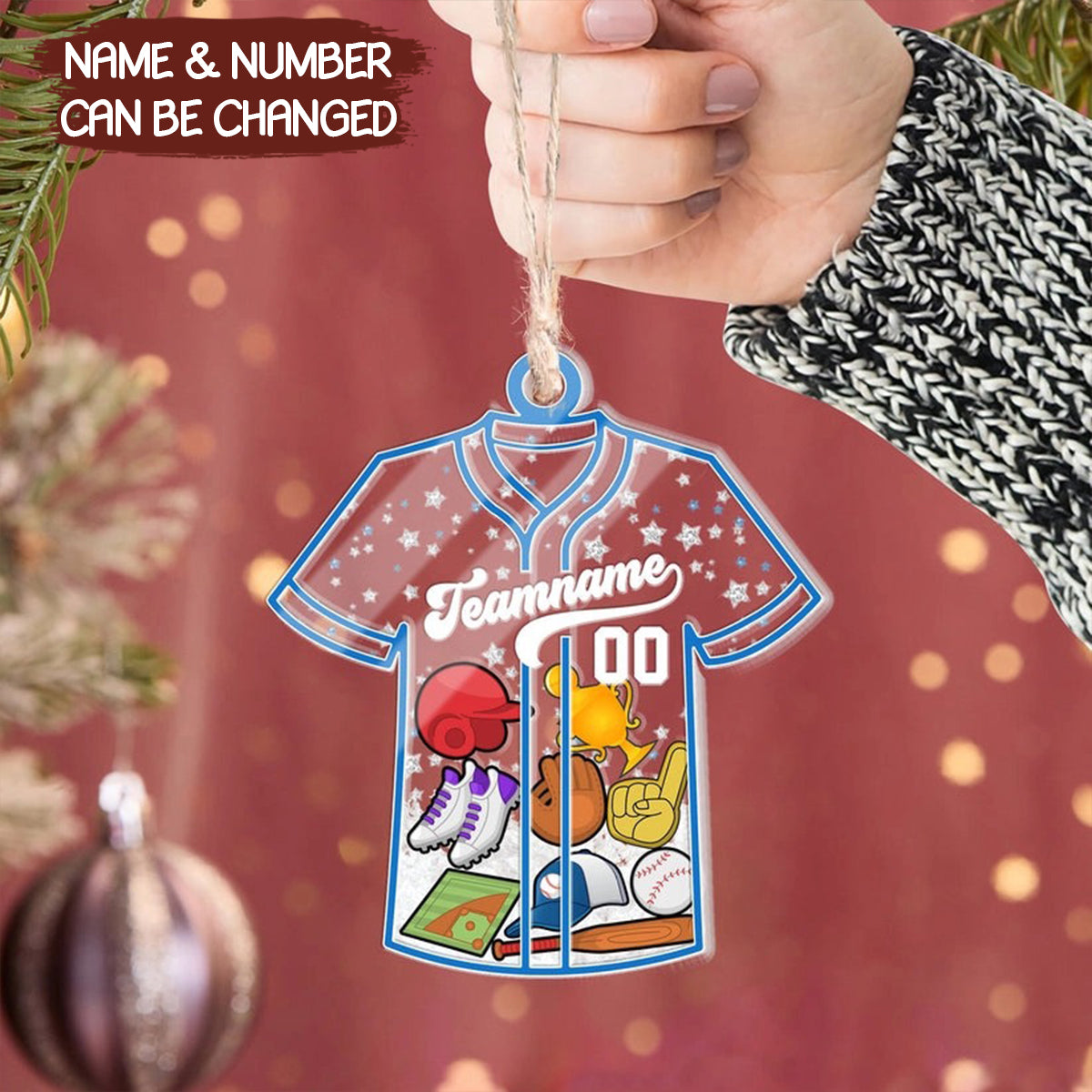 Personalized Baseball Christmas Shake Ornament Custom Baseball Christmas Tree Ornament Home Decor Xmas Baseball Lover Gift Acrylic Ornament 6