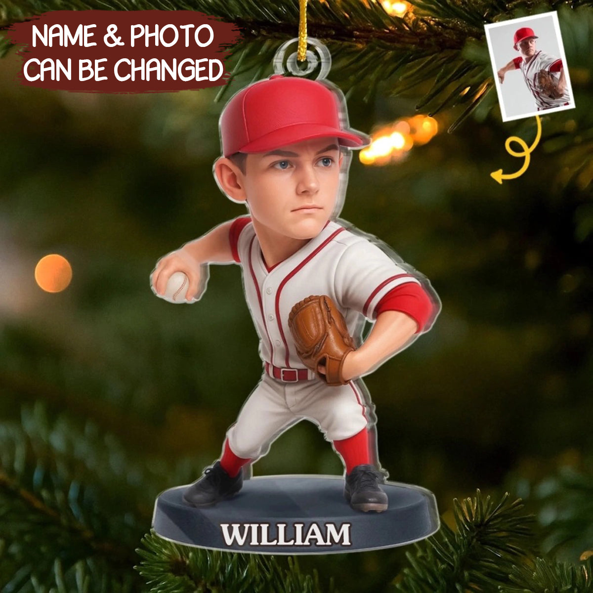 Custom Photo Personalized Christmas Birthday Sport Gifts For Sports Lovers Born To Pitch Built To Win Acrylic Ornament - OR10 5