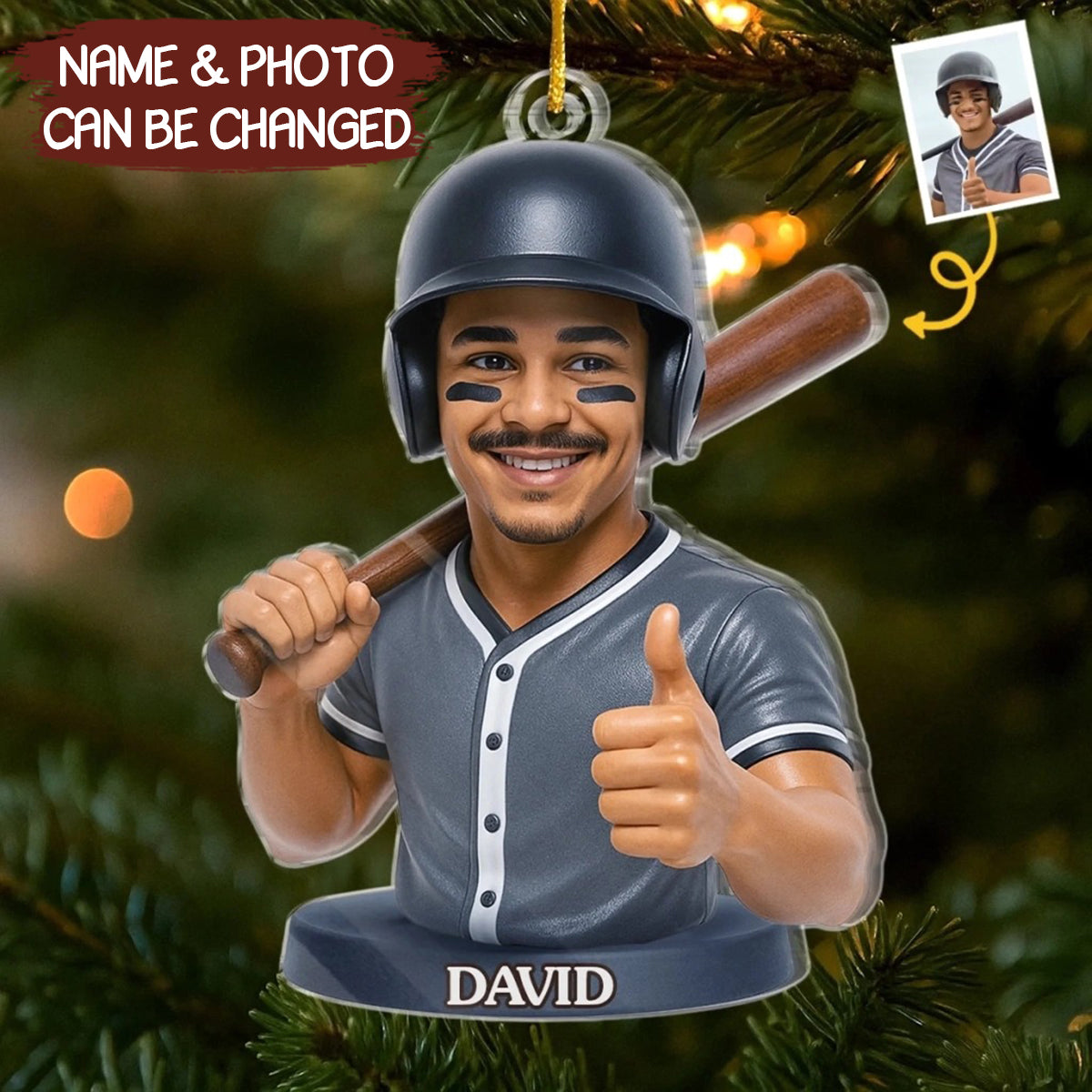 Custom Photo Personalized Christmas Birthday Sport Gifts For Sports Lovers Baseball Is Life Acrylic Ornament - OR11 5