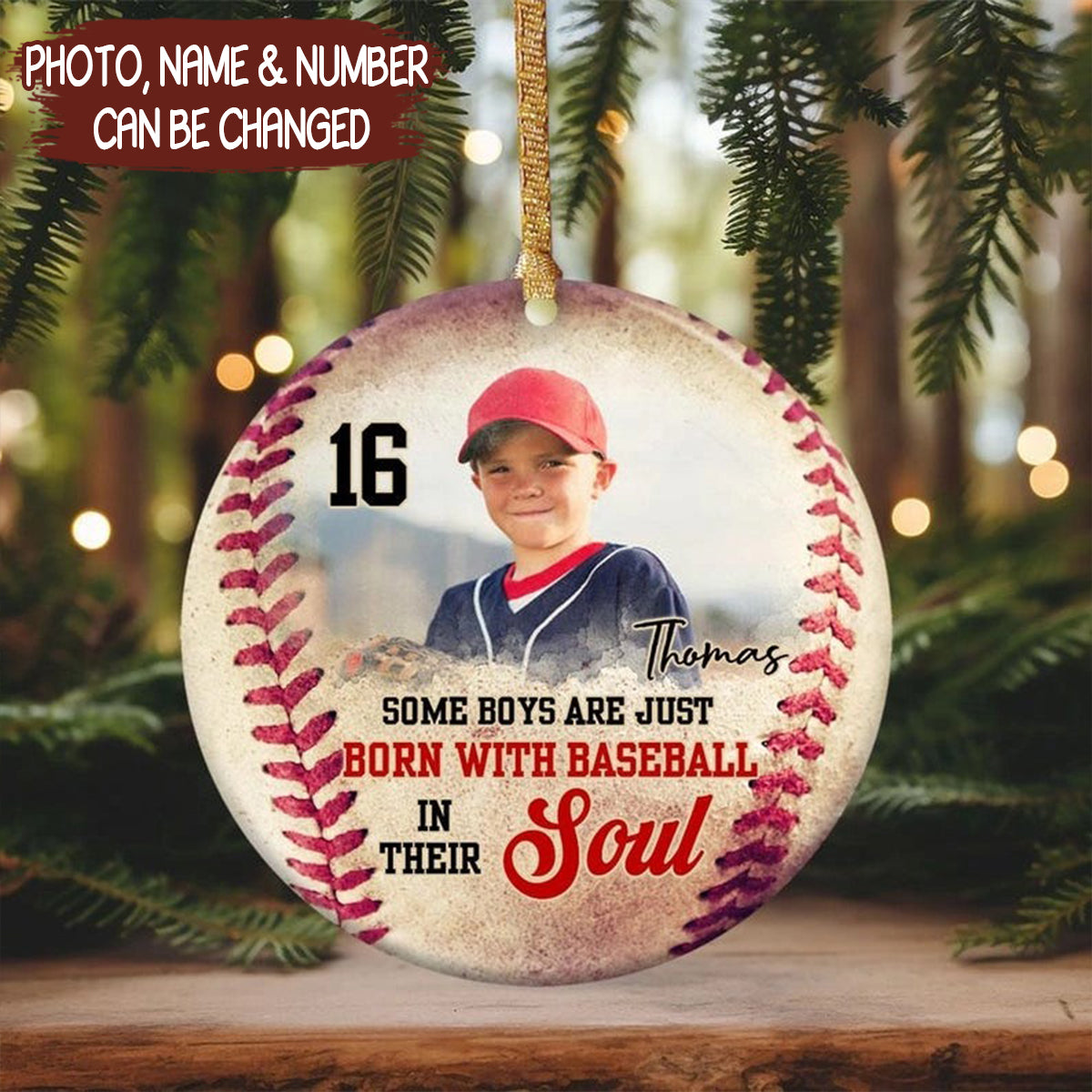 Some Boys Are Just Born With Baseball In Their Soul Acrylic Ornament Personalized Baseball Player Fan Gift 5