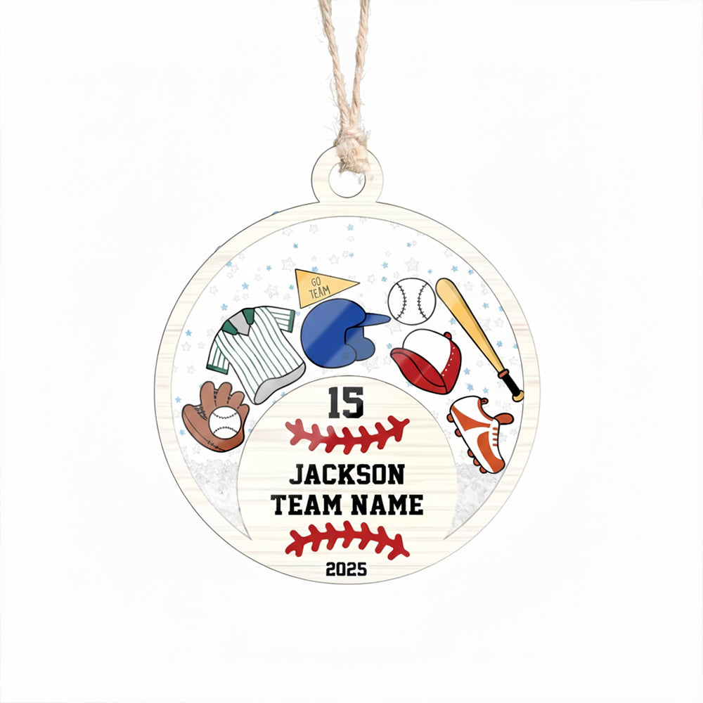 Personalized Baseball 4D Shake Custom Player Christmas Tree Home Decor Team Gift Acrylic Ornament - OR01