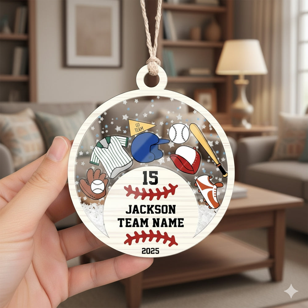 Personalized Baseball 4D Shake Custom Player Christmas Tree Home Decor Team Gift Acrylic Ornament - OR01 3