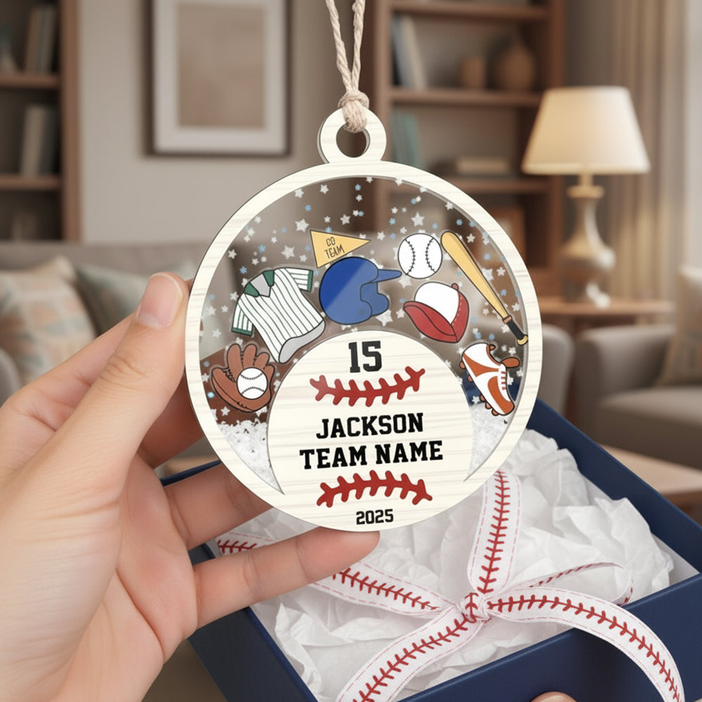 Personalized Baseball 4D Shake Custom Player Christmas Tree Home Decor Team Gift Acrylic Ornament - OR01 4
