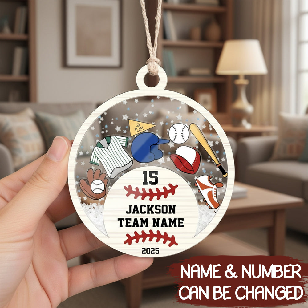 Personalized Baseball 4D Shake Custom Player Christmas Tree Home Decor Team Gift Acrylic Ornament - OR01