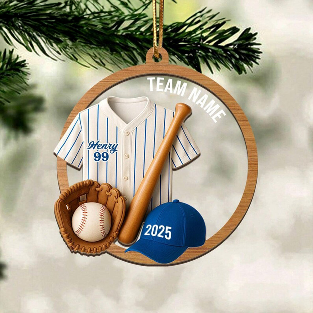 Personalized Baseball Player Christmas Team Keepsake Sport Gift Acrylic Ornament - OR35