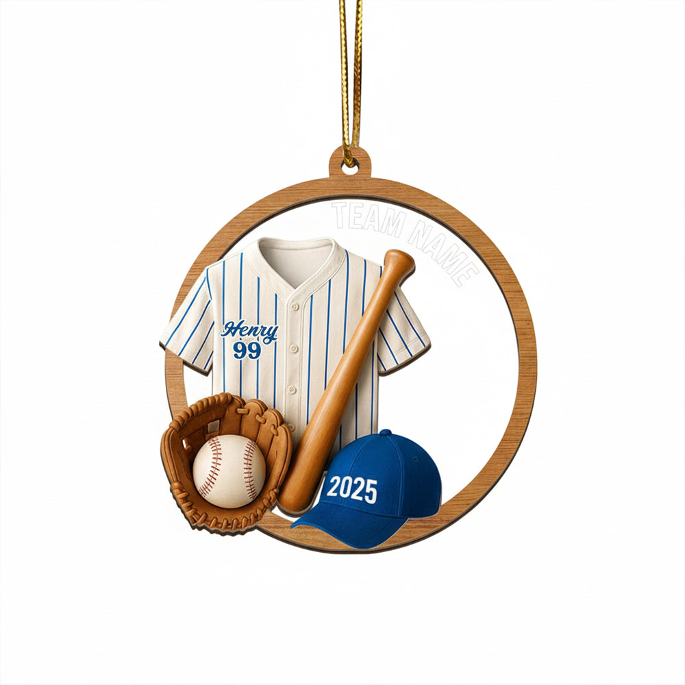 Personalized Baseball Player Christmas Team Keepsake Sport Gift Acrylic Ornament - OR35