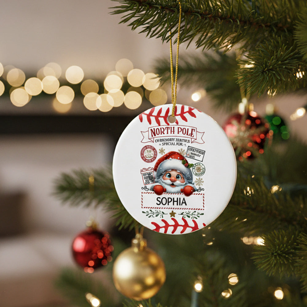 Baseball Christmas with Ball Cute Santa Claus Acrylic Ornament - OR33 4