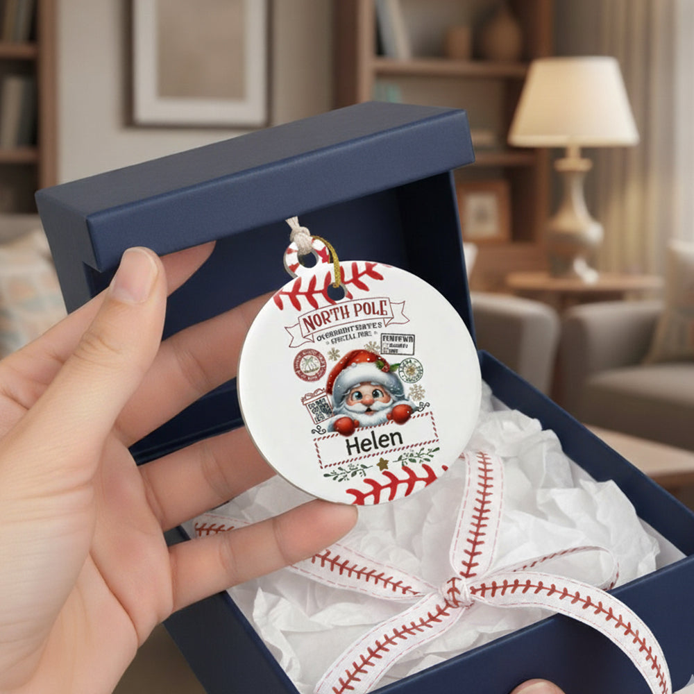 Baseball Christmas with Ball Cute Santa Claus Acrylic Ornament - OR33 3