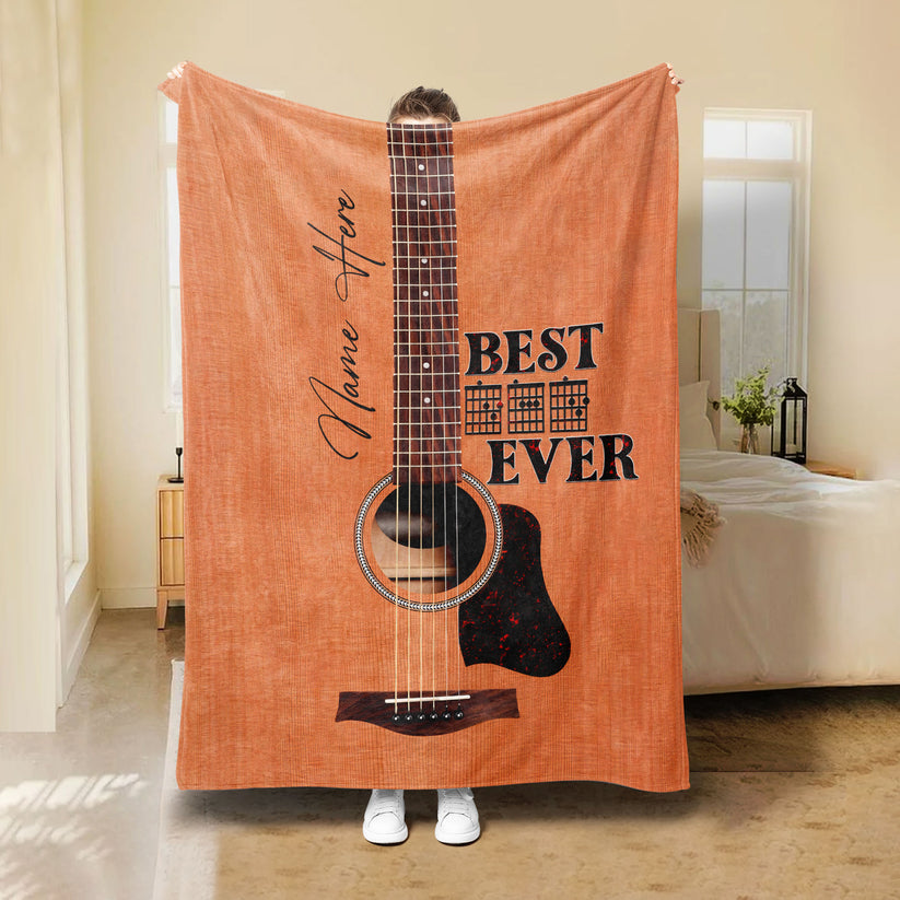 Custom Guitar Dad Blanket, Personalized Best Guitar Dad Soft Cozy Fleece Blanket Throw, Father's Day Gift Blanket 5