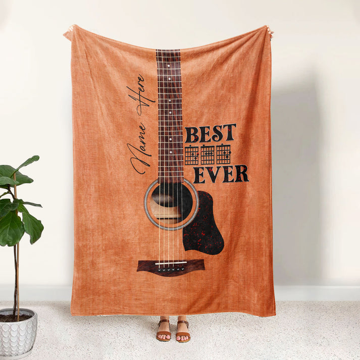 Custom Guitar Dad Blanket, Personalized Best Guitar Dad Soft Cozy Fleece Blanket Throw, Father's Day Gift Blanket 4
