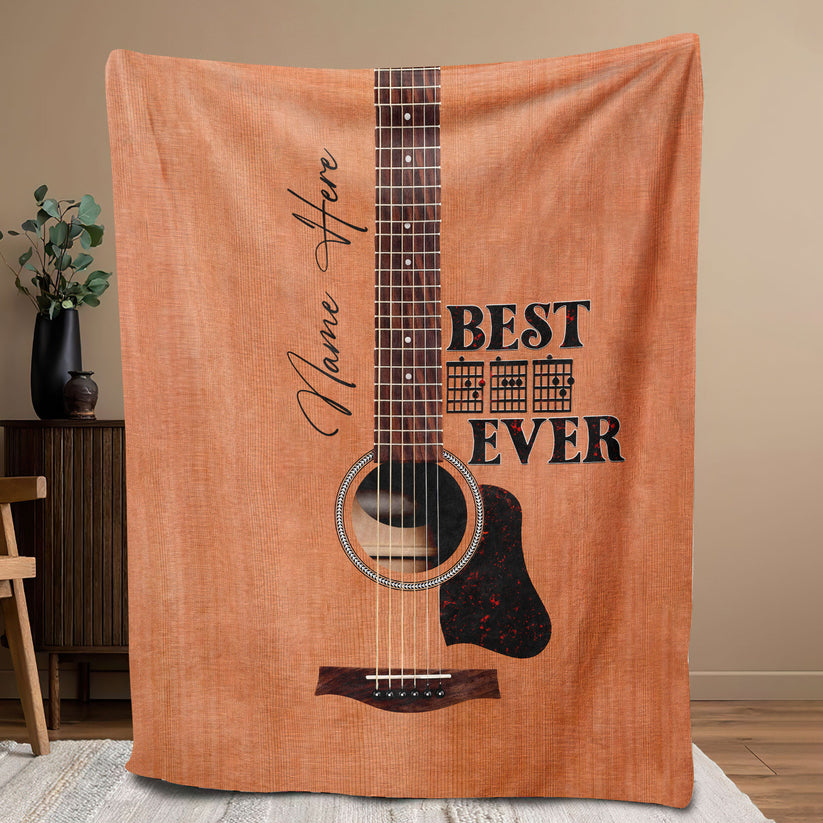 Custom Guitar Dad Blanket, Personalized Best Guitar Dad Soft Cozy Fleece Blanket Throw, Father's Day Gift Blanket 3