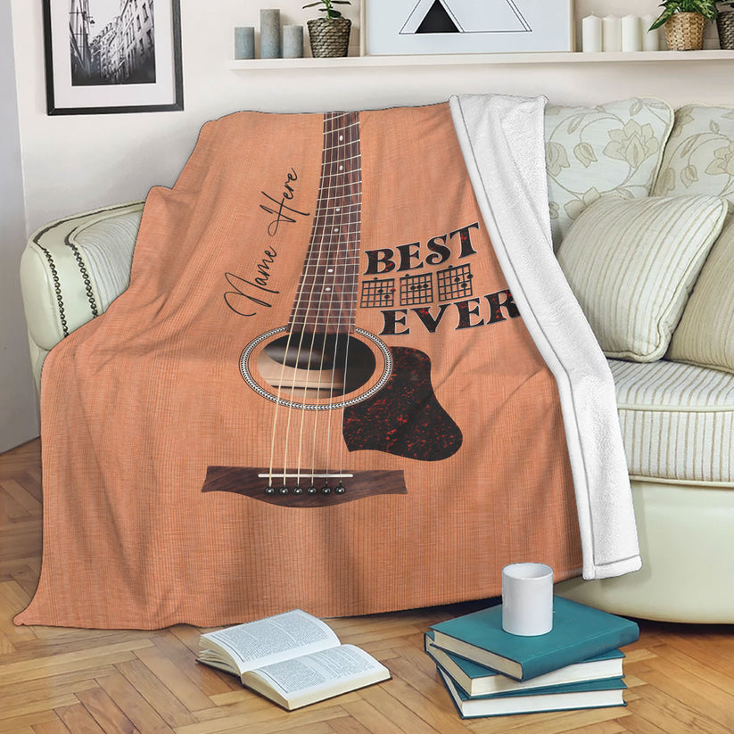 Custom Guitar Dad Blanket, Personalized Best Guitar Dad Soft Cozy Fleece Blanket Throw, Father's Day Gift Blanket