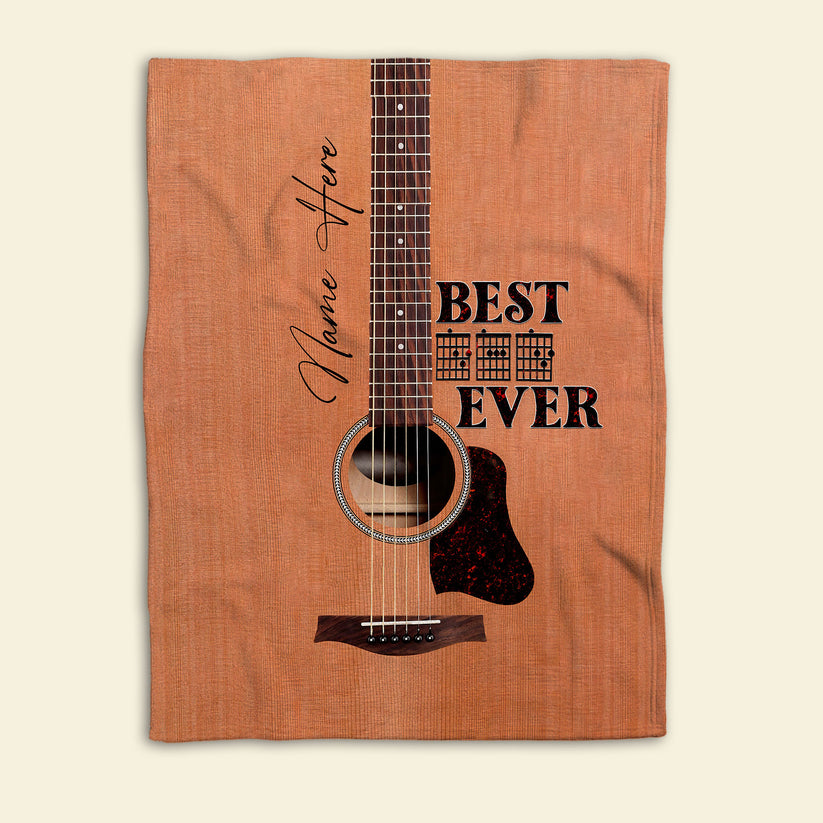 Custom Guitar Dad Blanket, Personalized Best Guitar Dad Soft Cozy Fleece Blanket Throw, Father's Day Gift Blanket