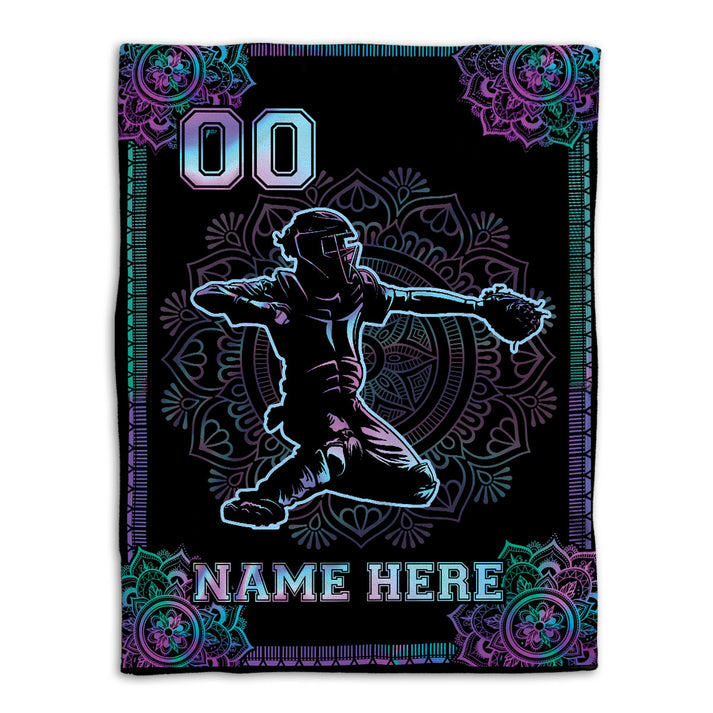 Personalized Baseball Blanket Custom Name Number Baseball Boy Sherpa Fleece Soft Cozy Plush Throw Blanket