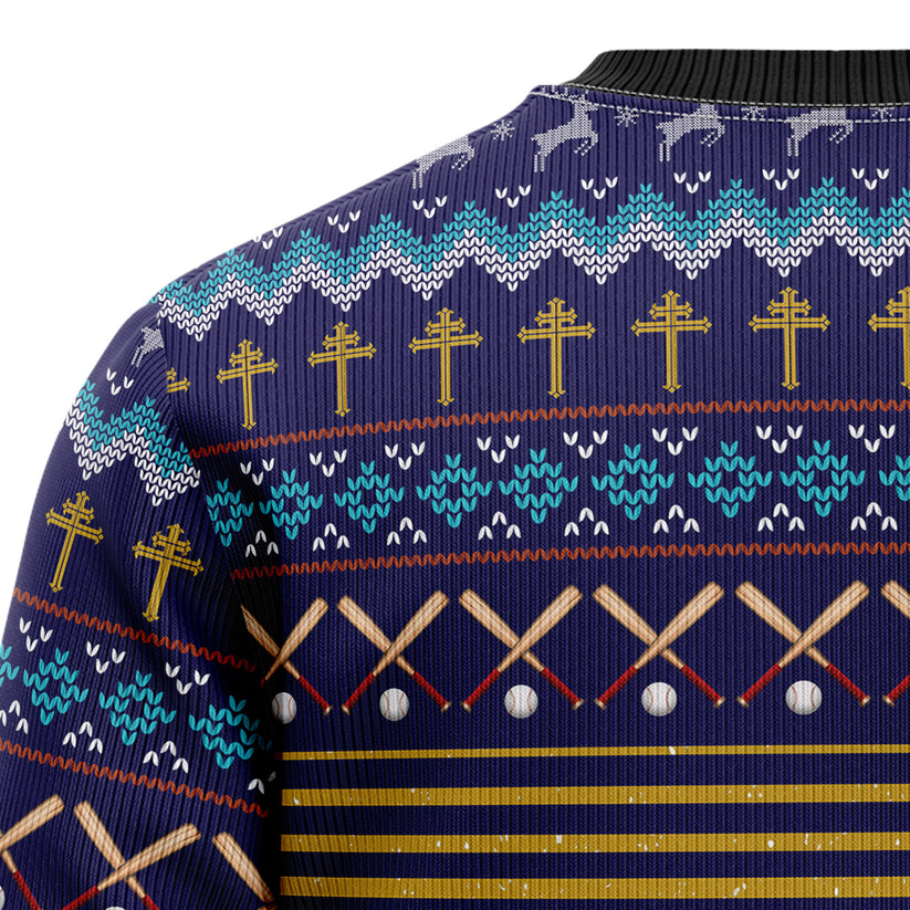 Baseball Jesus Save Christmas Sweater - SW06 3
