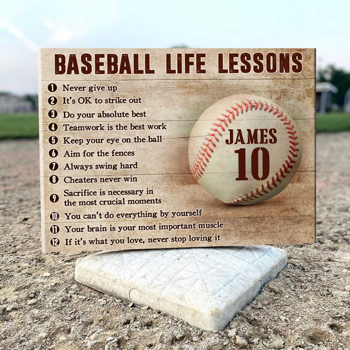 Personalized Baseball Life Lessons Gift for Baseball Player Boys Baseball Gift Canvas - CA01