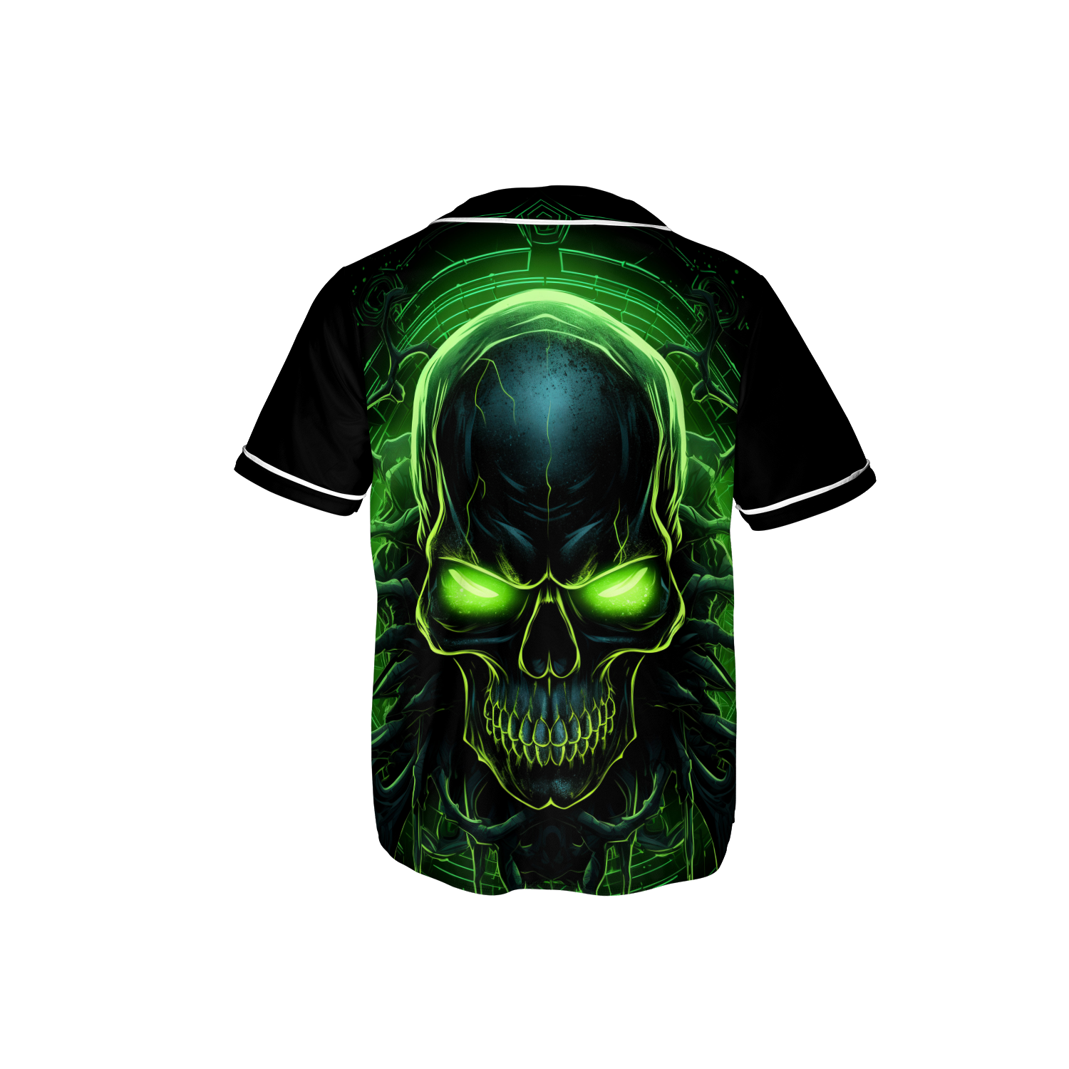 Personalized Green Lightning Evil Skull Baseball Jersey - JS55