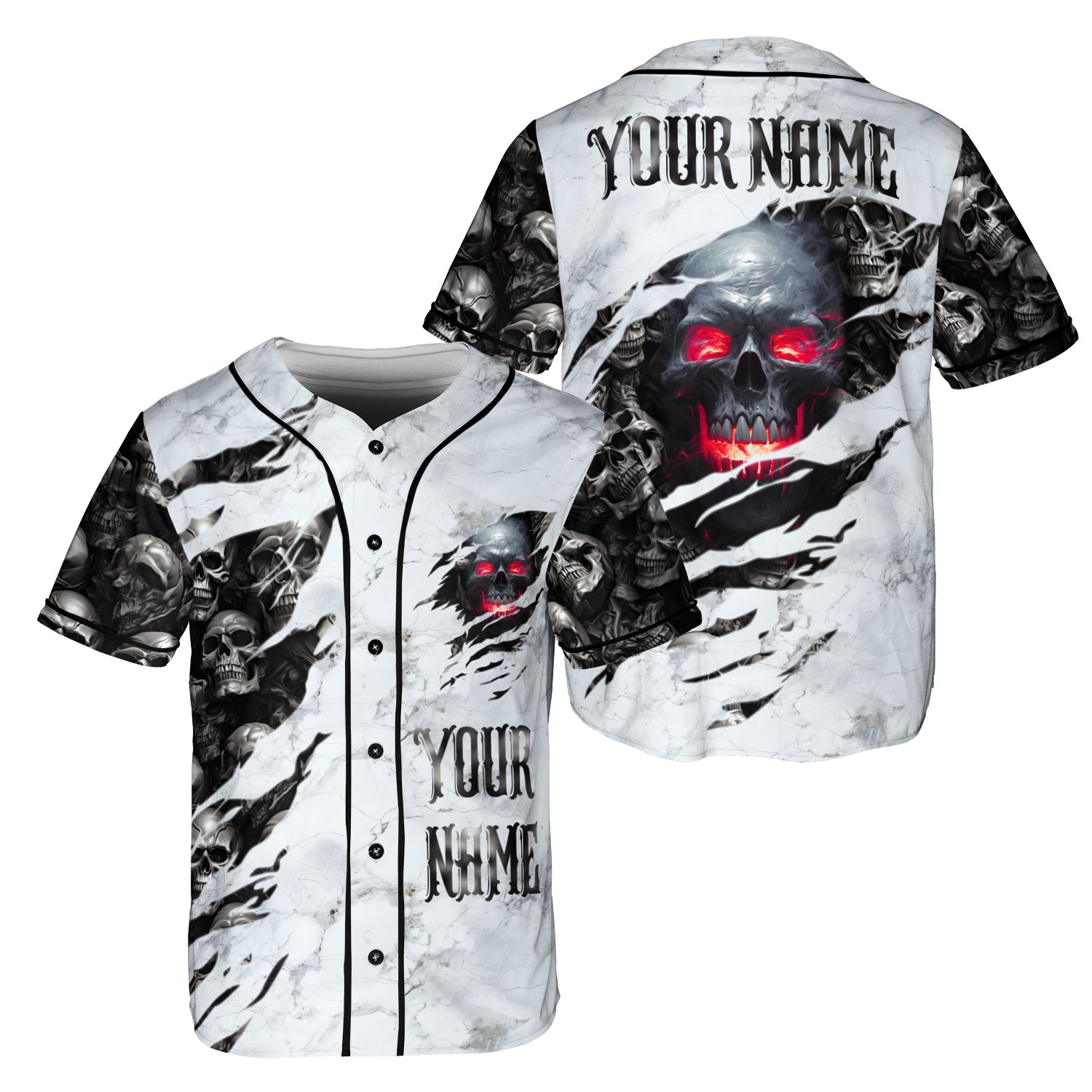 Red Eyes Skull Custom Baseball Jersey - JS59