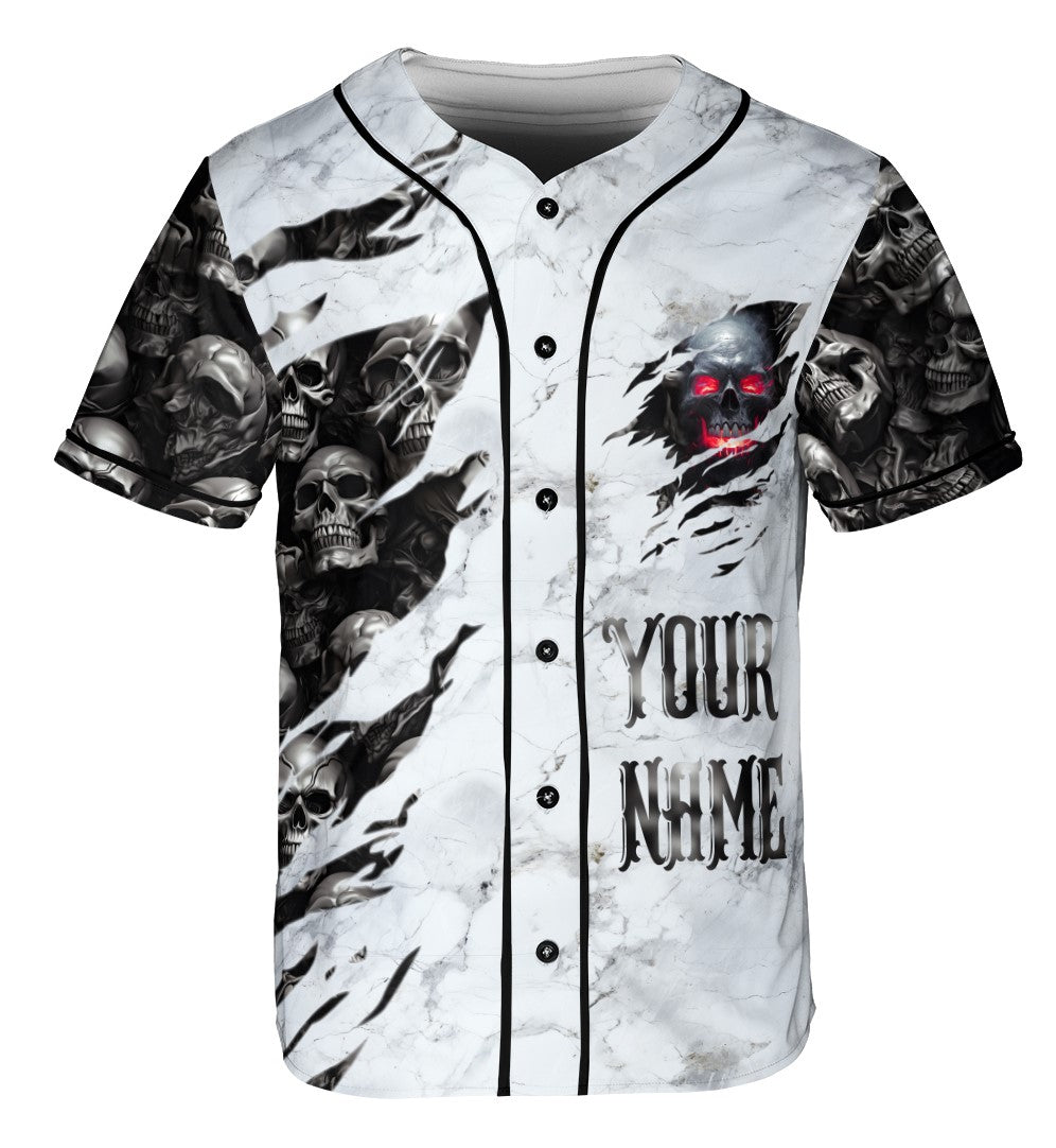 Red Eyes Skull Custom Baseball Jersey - JS59 4