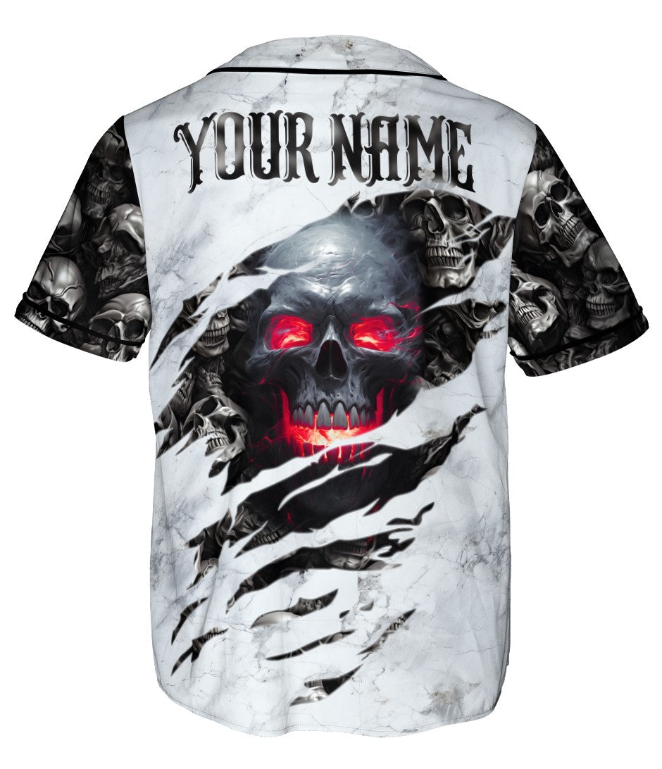 Red Eyes Skull Custom Baseball Jersey - JS59 3