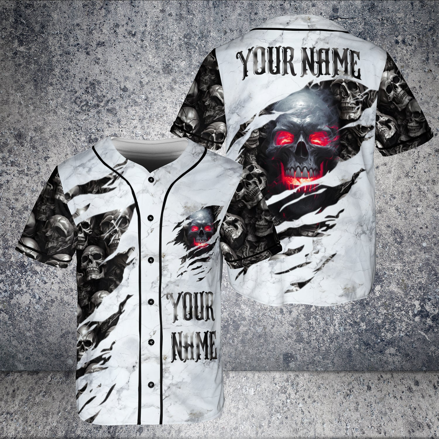 Red Eyes Skull Custom Baseball Jersey - JS59