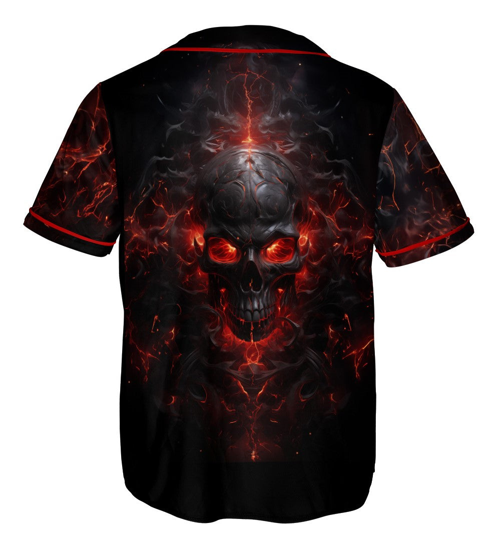 Ripped Fire Skull Custom Baseball Jersey - JS54 3