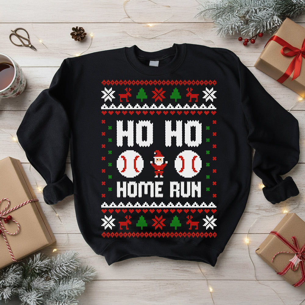 Ho Ho Home Run Funny Christmas Baseball Shirt Sweater - SS13 4