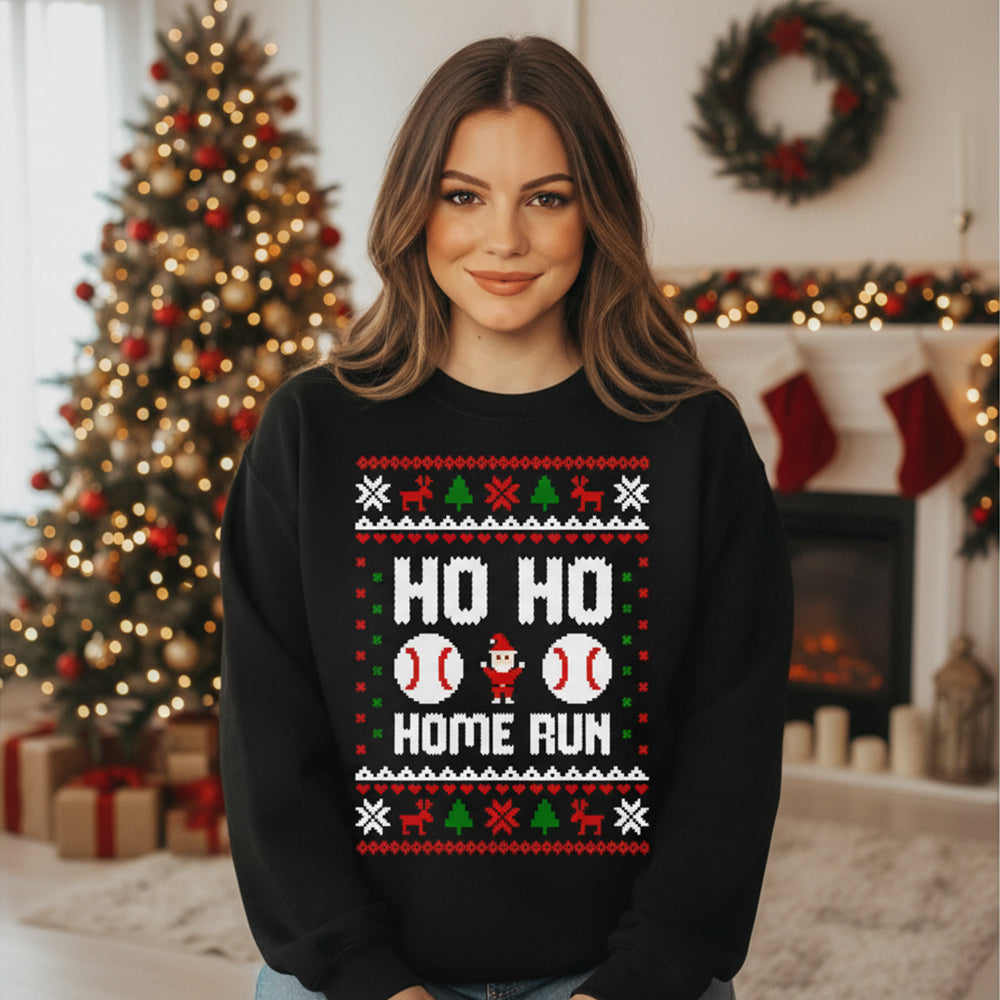 Ho Ho Home Run Funny Christmas Baseball Shirt Sweater - SS13 3