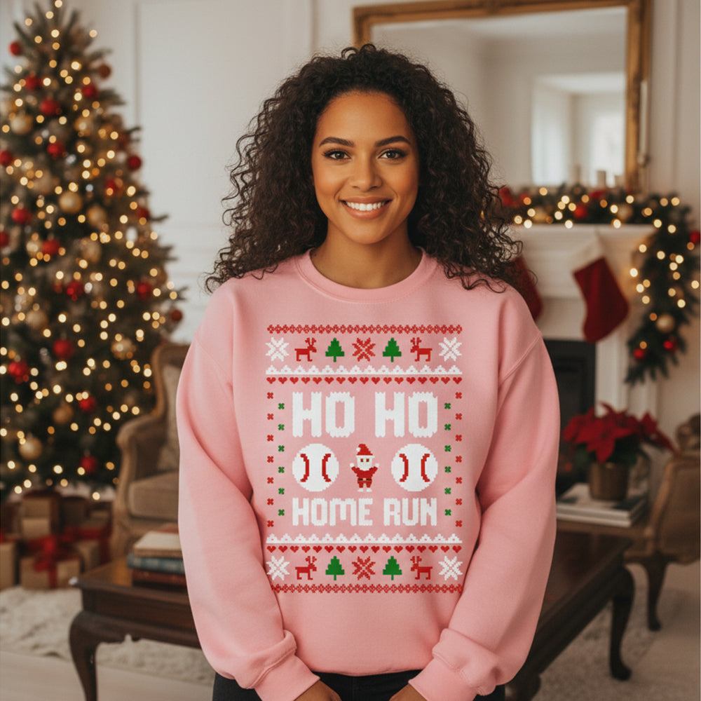 Ho Ho Home Run Funny Christmas Baseball Shirt Sweater - SS13
