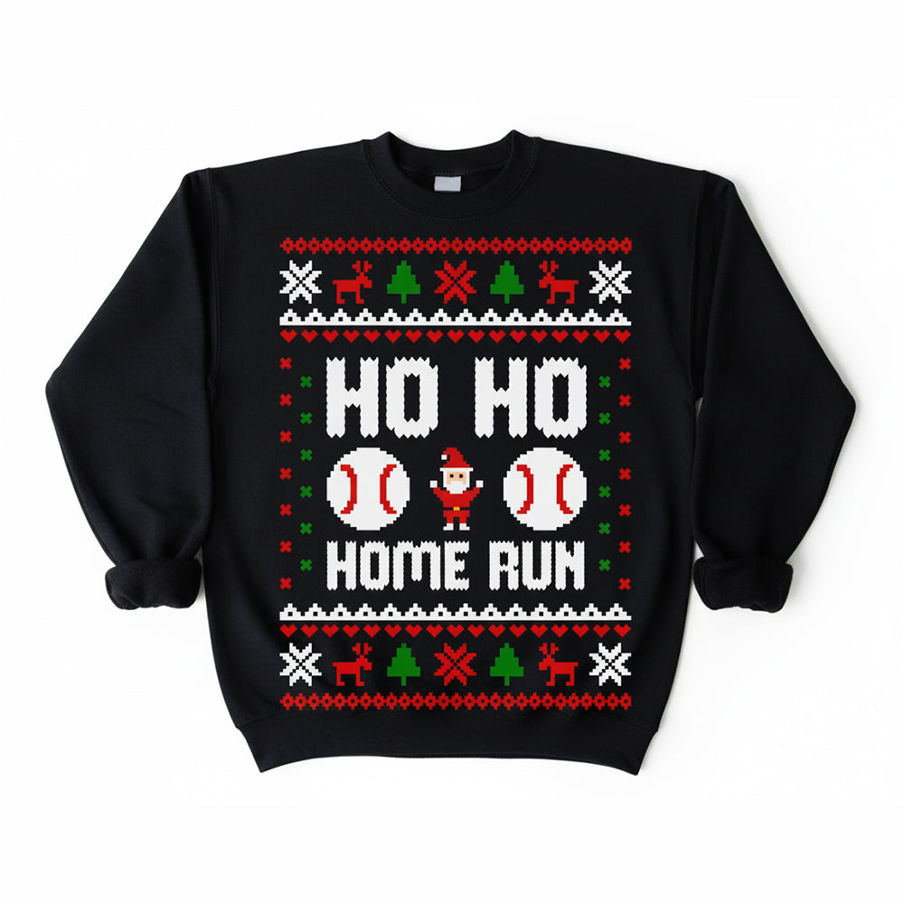 Ho Ho Home Run Funny Christmas Baseball Shirt Sweater - SS13