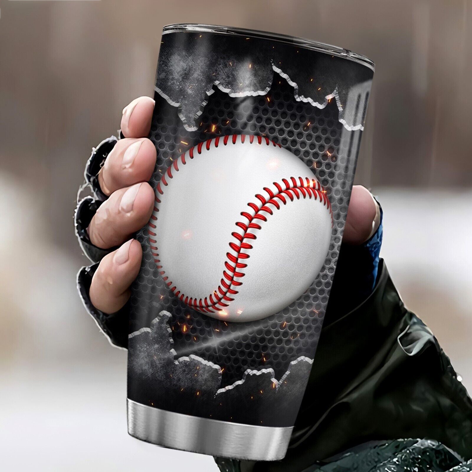 Breaking Baseball Season - Personalized Baseball Tumbler 20oz 3